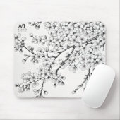 Delikate Kirschblossom Kunst in Monochrom Mousepad (Mit Mouse)