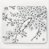 Delikate Kirschblossom Kunst in Monochrom Mousepad (Vorne)