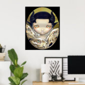 Delikate Knochen gotischer mittelalterlicher Schäd Poster (Heimbüro)