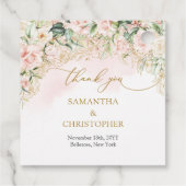 Delikate Kokette Rosen Rosen Gold und Grün Geschenkanhänger (Rückseite)