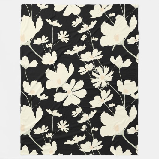 Delikate Kosmos Blume Creme Beige Schwarz warme St Fleecedecke (Vorderseite)