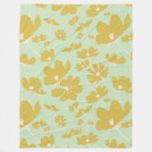 Delikate Kosmos-Blume goldbeige-grüne, warme Stube Fleecedecke (Vorderseite)