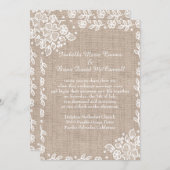 Delikate Lace Burlap Rustic Country Wedding Einladung (Vorne/Hinten)