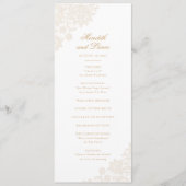 Delikate Lace Corner Elfenbein und Gold Script Wed Programm (Vorderseite)