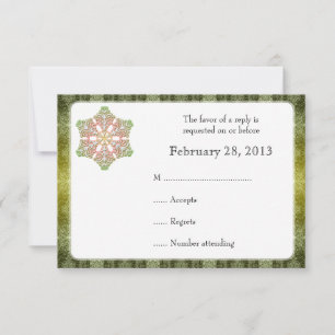 Delikate Lace Snowflake Winter Hochzeitskarte RSVP Karte