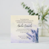 Delikate Lavendel-Beerdigungskarte Einladung (Stehend Vorderseite)