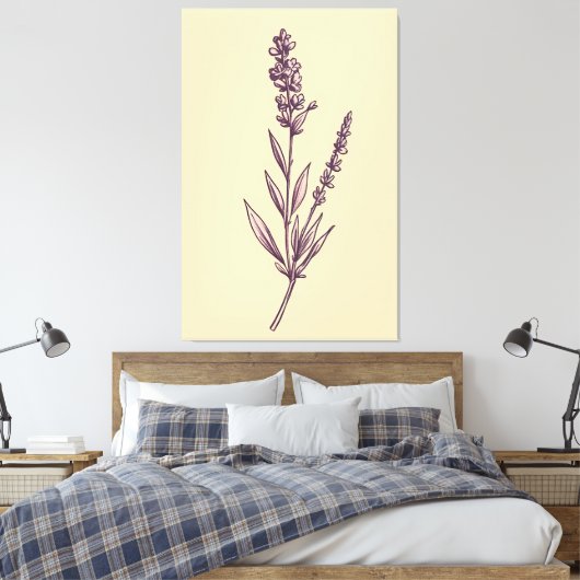 Delikate Lavendel Sprig auf Creme Background Leinwanddruck (Insitu (Schlafzimmer))