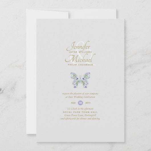 Delikate Lavender Butterfly Hochzeit Einladung (Vorderseite)