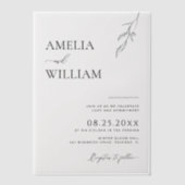 Delikate Leaf Sketch Einfache Hochzeit Pergament Einladungen (Vorderseite)