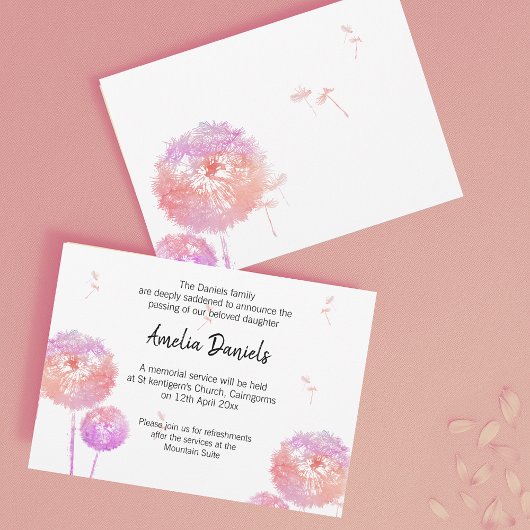 Delikate Leuchte Begräbniskarte Einladung