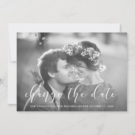 Delikate Liebe | Foto Hochzeit ändern Datum Ankündigung (Vorderseite)