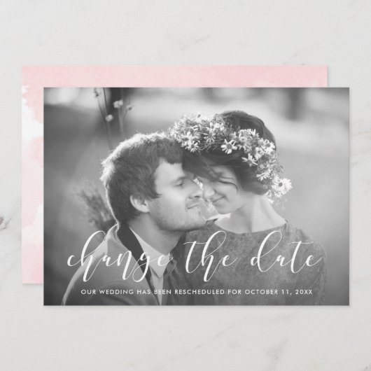 Delikate Liebe | Foto Hochzeit ändern Datum Ankündigung (Vorne/Hinten)