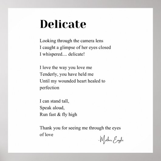 Delikate Liebe Gedicht Poetry Mauer Posterdekor Poster (Vorne)