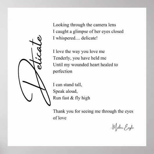 Delikate Liebe Gedicht Poetry Mauer Posterdekor Poster (Vorne)