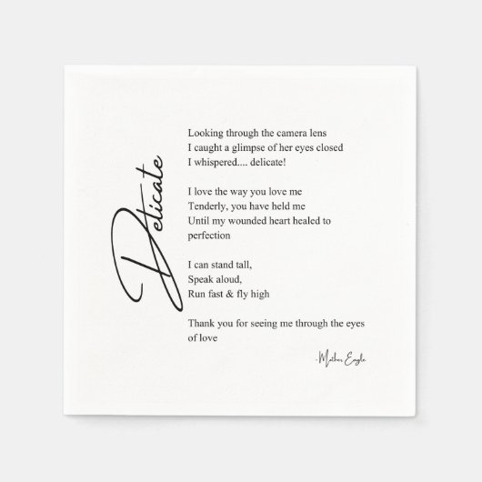 Delikate Liebe Gedicht Serviette (Vorderseite)