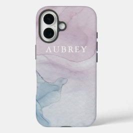 Delikate Lila Abstrakte Druckausgabe mit Namen iPhone 16 Hülle