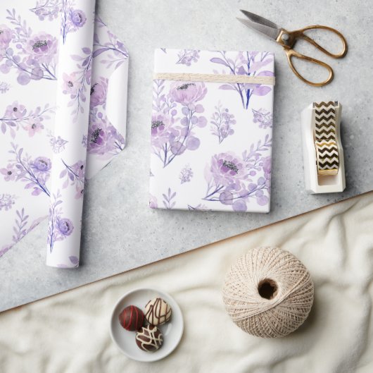 Delikate lila Aquarellfarben-Blume Geschenkpapier (Kunsthandwerk)