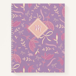 Delikate Lila Florale und Bows Notizblock