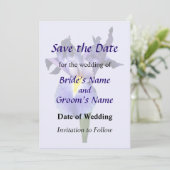 Delikate Lila Iris Save the Date (Stehend Vorderseite)