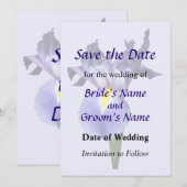 Delikate Lila Iris Save the Date (Vorne/Hinten)