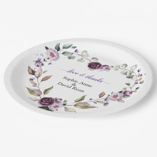 Delikate Lila Pink Peonies Blume Hochzeit Pappteller (Schrägansicht)