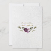 Delikate Lila Pink Peony Blume Gold Sweet 16 Einladung (Rückseite)