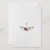 Delikate Lila Pink Peony Blume Gold Taufe Einladung (Rückseite)