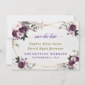 Delikate Lila Pink Peony Blume Gold Wedding Save The Date (Vorderseite)