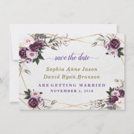 Delikate Lila Pink Peony Blume Gold Wedding Save The Date