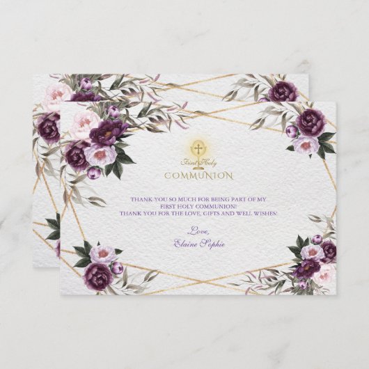 Delikate Lila Pink Peony Blume Heilige Kommune Dankeskarte (Vorne/Hinten)