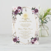 Delikate Lila Pink Peony Blume Heilige Kommune Einladung (Stehend Vorderseite)