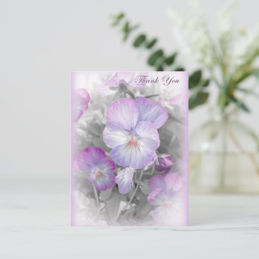 Delikate Lila Stiefmütterchen Danke Postcard Postkarte (Stehend Vorderseite)