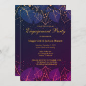 Delikate Lila und Gold Blätter Einladung (Vorne/Hinten)