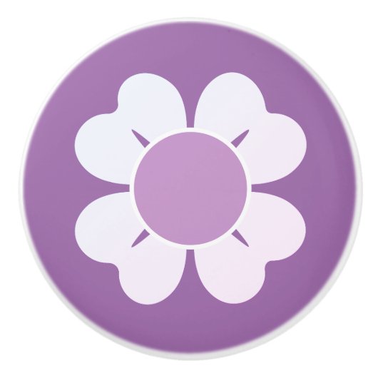 Delikate Lila und weiße Blume Keramikknauf (Vorderseite)