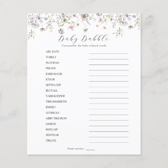 Delikate Lila Wildblume Baby Babble Scramble (Vorderseite)