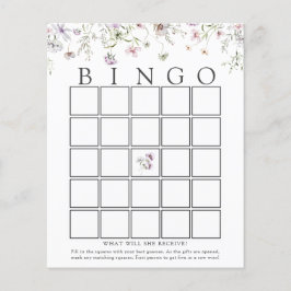 Delikate Lila Wildblume Baby Bingo Game Card