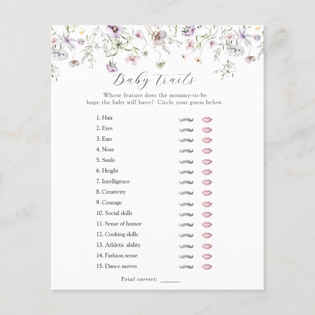 Delikate Lila Wildblume Baby Tracks Duschgame (Vorderseite)