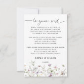 Delikate Lila Wildblume Flitterwochen wünschen Einladung (Vorderseite)