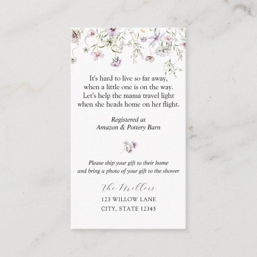 Delikate Lila Wildblume lange Entfernung Begleitkarte (Vorderseite)