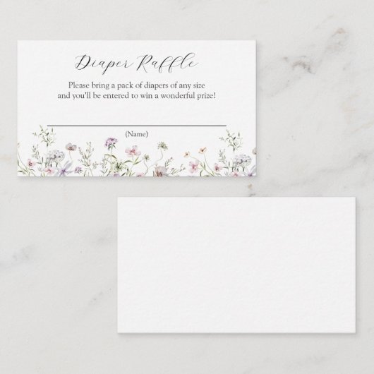 Delikate Lila Wildblumen Windeln Begleitkarte (Vorne/Hinten)