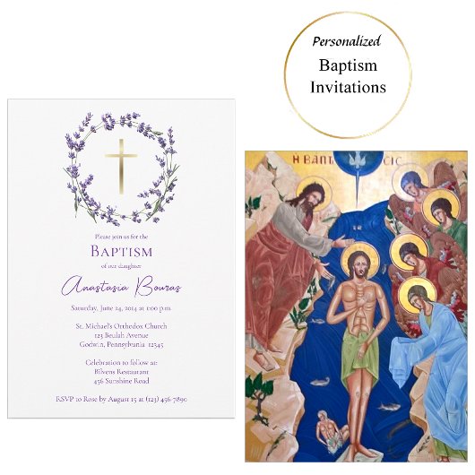 Delikate Lila Wildblumen Wreath Baptisse Einladung