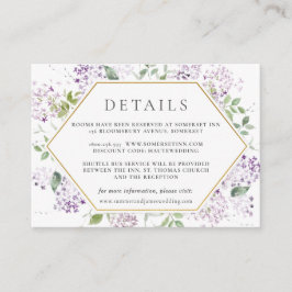 Delikate Lilac Blumengrün Details Hochzeiten Begleitkarte