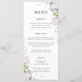 Delikate Lilac Lila Blumengrün Hochzeitsmenü Programm