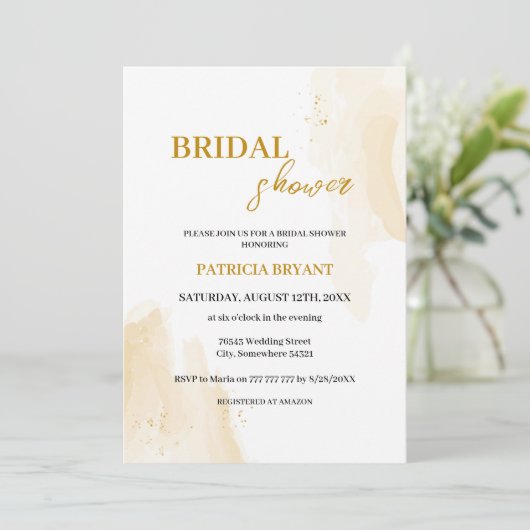 Delikate lineare Blätter Brautdusche Einladung (Stehend Vorderseite)