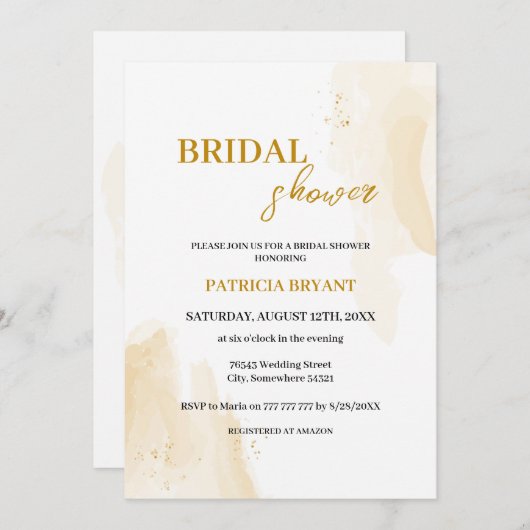 Delikate lineare Blätter Brautdusche Einladung (Vorne/Hinten)