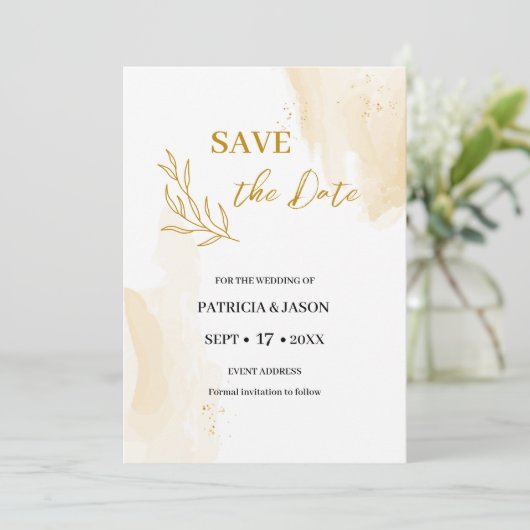 Delikate lineare Blätter Save the Date (Stehend Vorderseite)