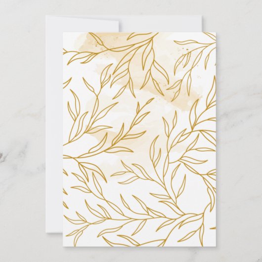 Delikate lineare Blätter Save the Date (Rückseite)