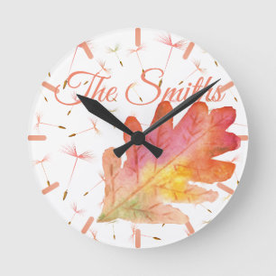 Delikate Lüster und Herbstleaf Runde Wanduhr