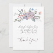 Delikate Mauve Floral Spray in Wasserfarben Dankeskarte (Vorderseite)