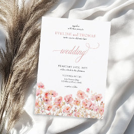 Delikate minimalistische boho sommerrosa Wildblume Einladung